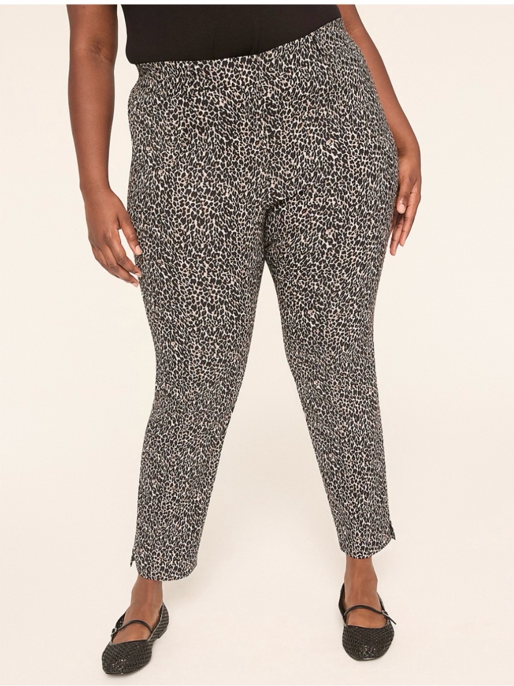 Lane Bryant Black and White Leopard Ankle Pants